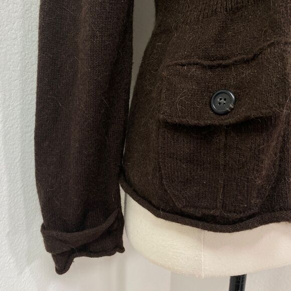 Vtg Banana Republic Brown Alpaca Cotton Cardigan Button Front Pocket Academia XL - Picture 8 of 16
